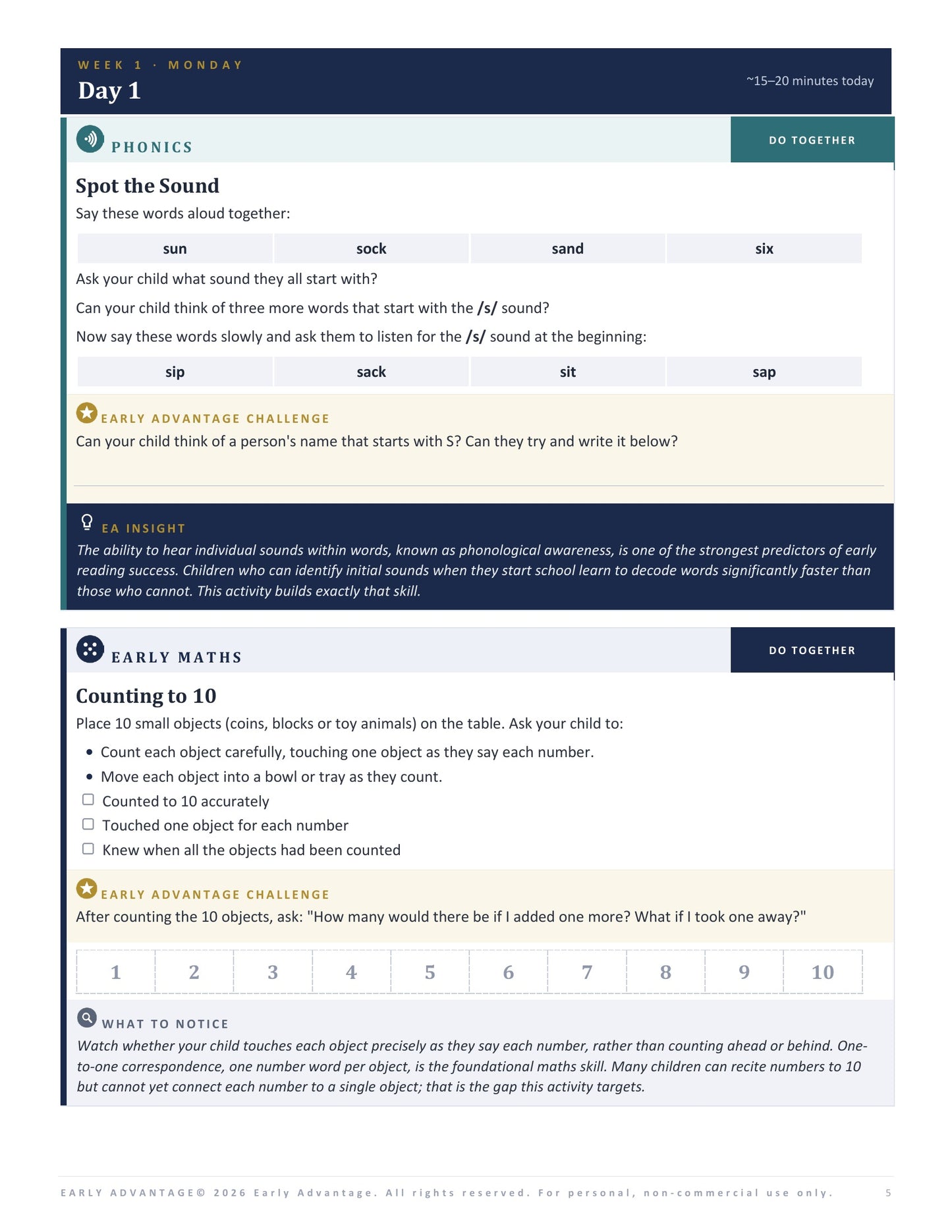 The Reception Summer Readiness Pack: 10-day programme